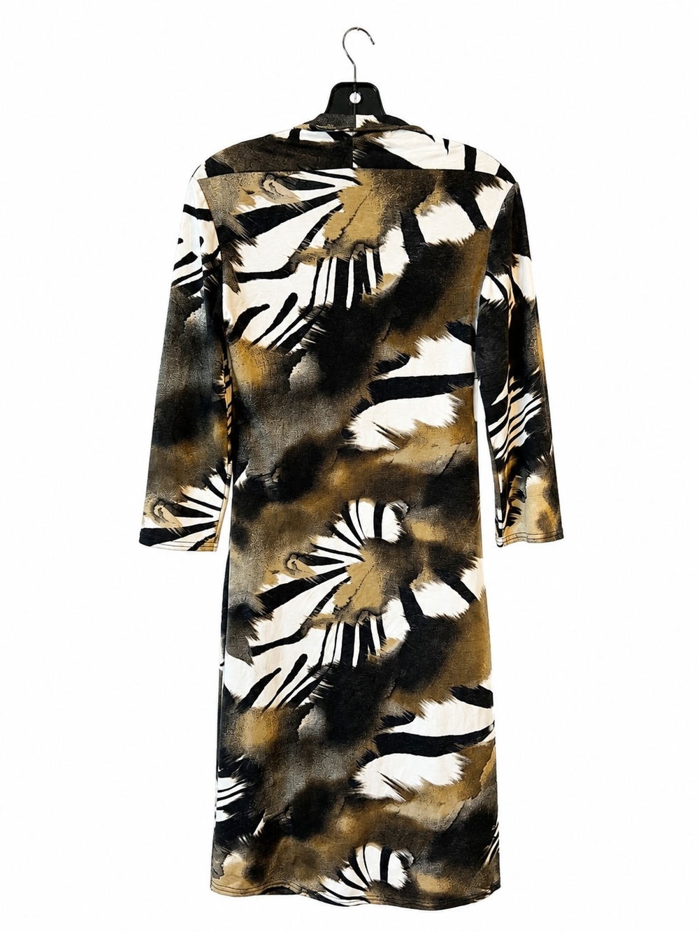 Joseph Ribkoff Abstract Black & Olive Print Midi Dress Size 8 - Picture 4 of 7